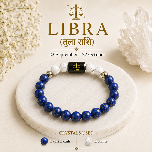 Libra (तुला राशि) Zodiac Bracelet – Lapis Lazuli & Howlite