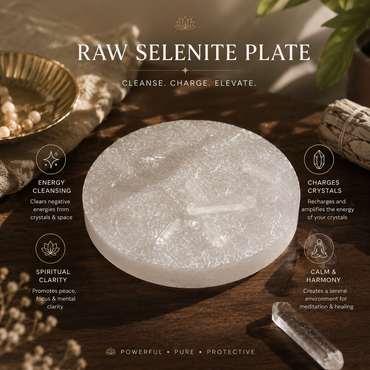 Raw Selenite Plate - Crystal Charging & Cleansing