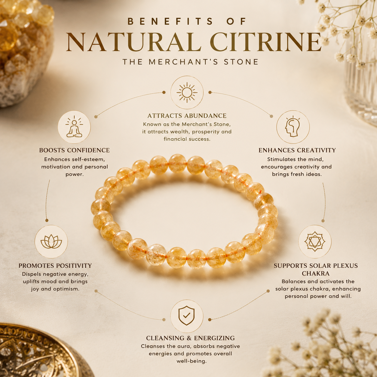 Natural Citrine Bracelet- Abundance & Prosperity
