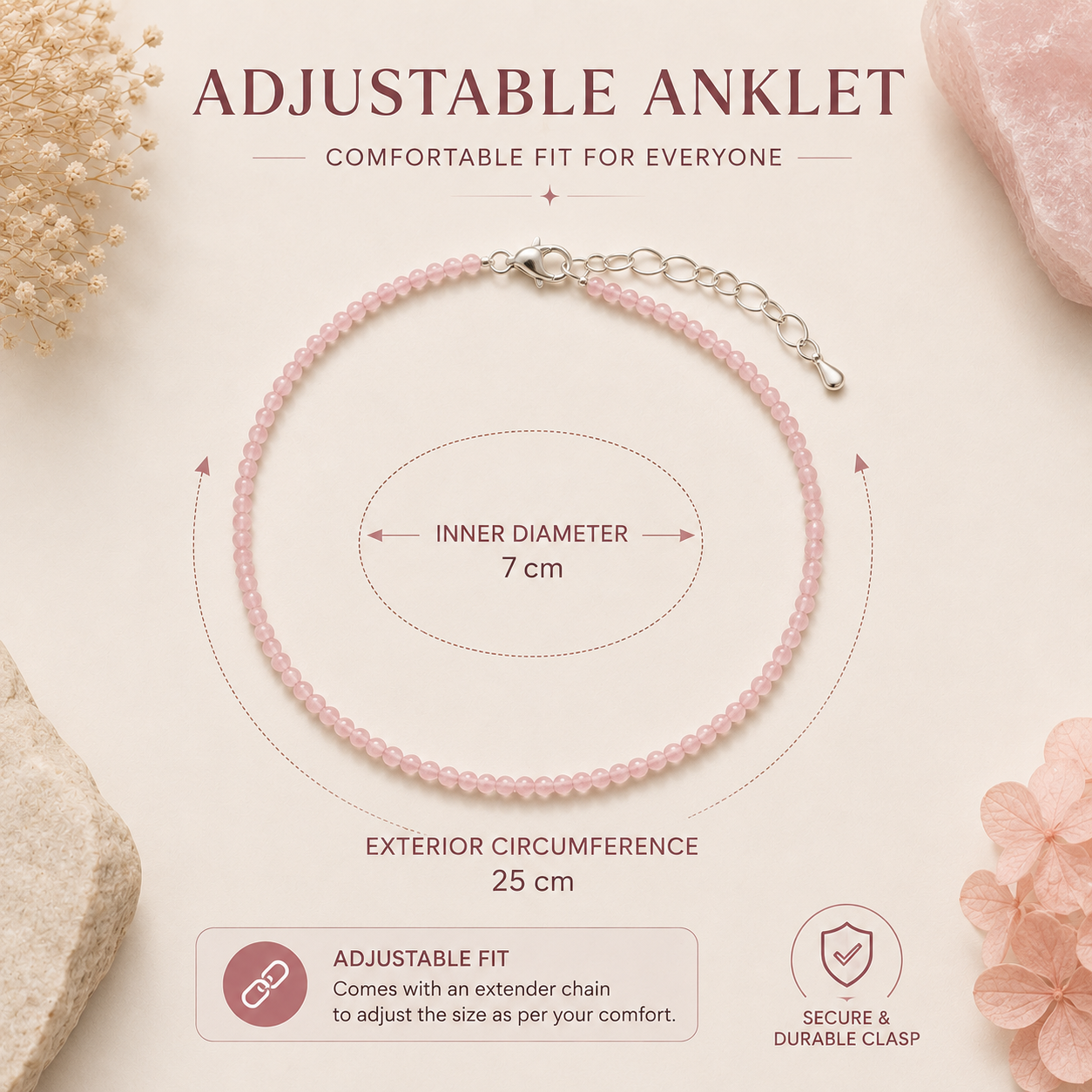 Rose Quartz Anklet - Love & Relationships