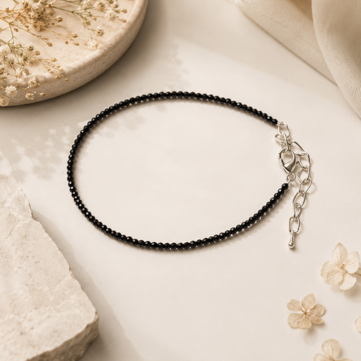 Black Tourmaline Anklet - Nazar Protection