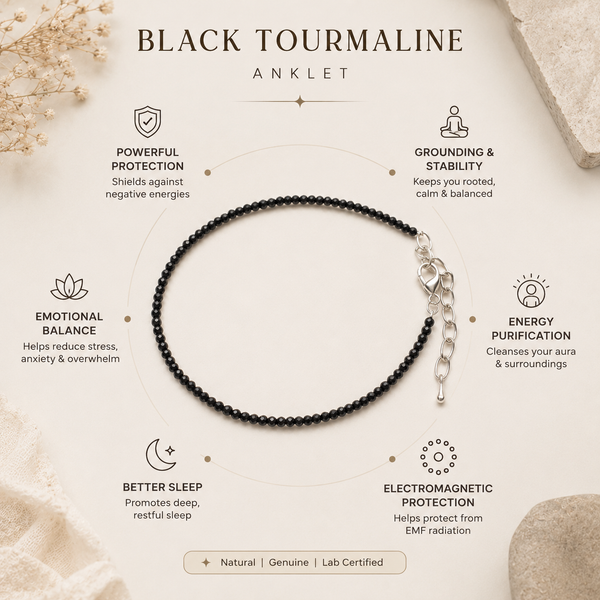 Black Tourmaline Anklet - Nazar Protection