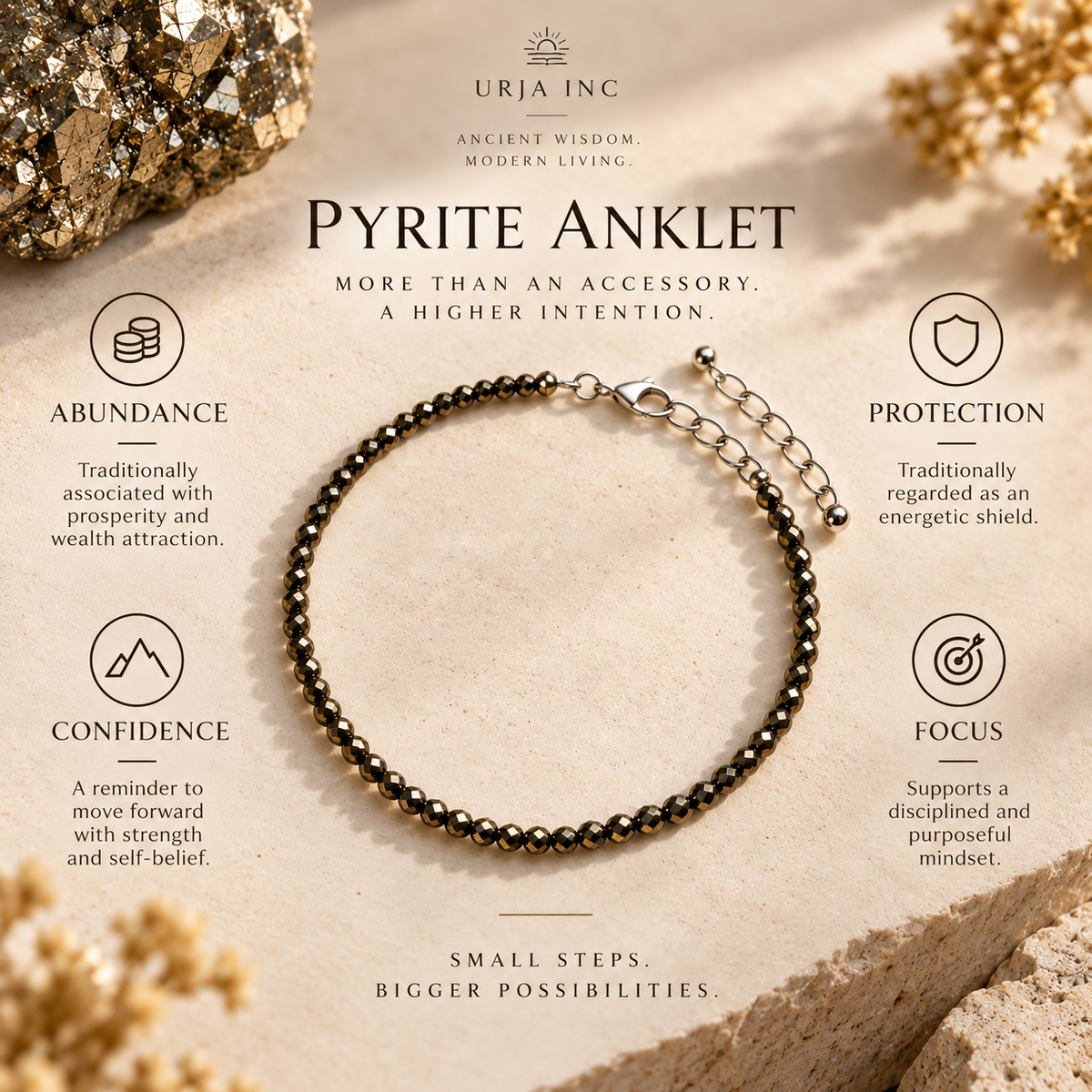 Raw Pyrite Anklet - Wealth & Opportunity