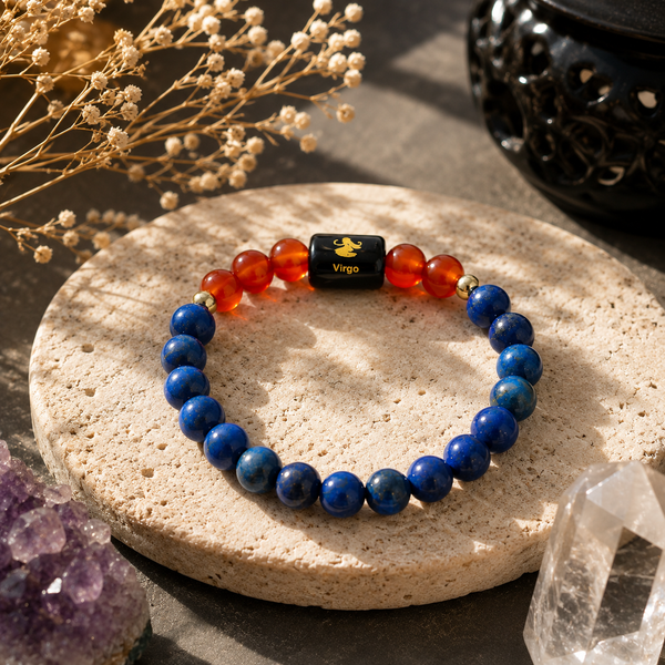 Virgo (कन्या राशि) Zodiac Bracelet –  Lapis Lazuli & Carnelian