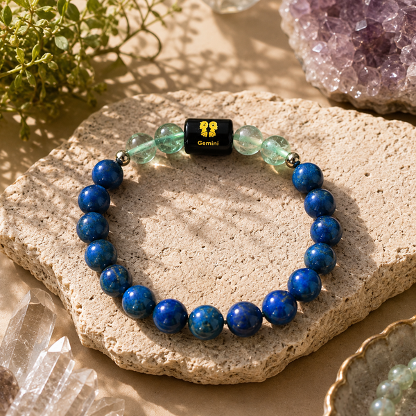 Gemini (मिथुन राशि) Zodiac Bracelet - Lapis Lazuli & Fluorite