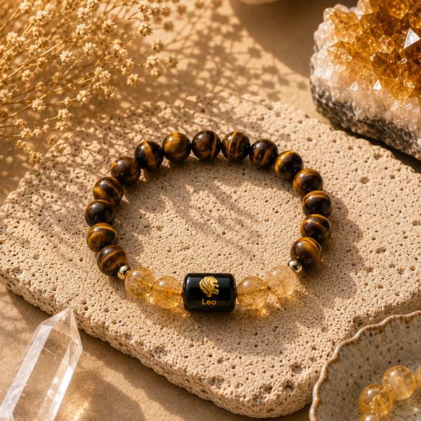 Leo (सिंह राशि) Zodiac Bracelet – Tiger's Eye & Citrine