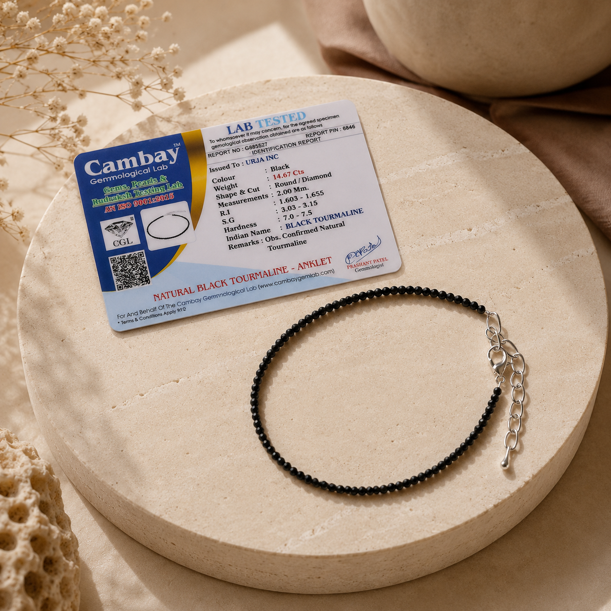 Black Tourmaline Anklet - Nazar Protection
