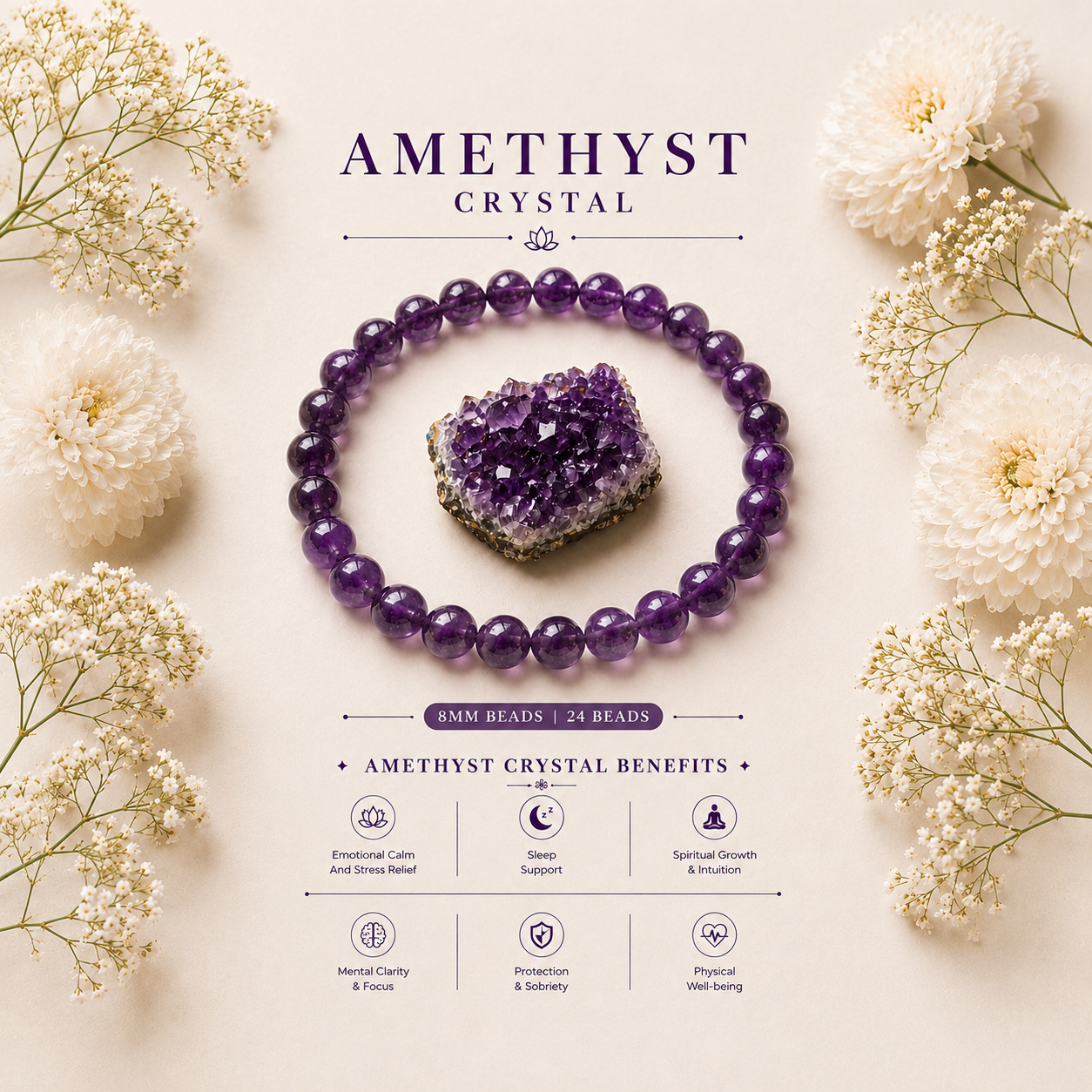 Amethyst Bracelet - Inner Peace & Stress Relief